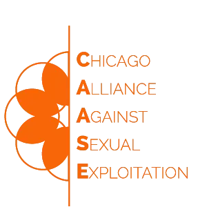 Chicago Alliance Against Sexual Exploitation logo featuring the organization name and branding representing advocacy for survivors of sexual harm.